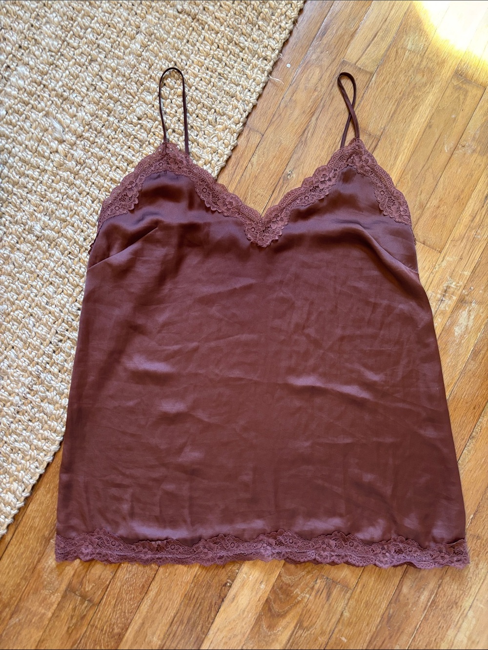 H& M Lace-Trim Satin PJ dress - mauve